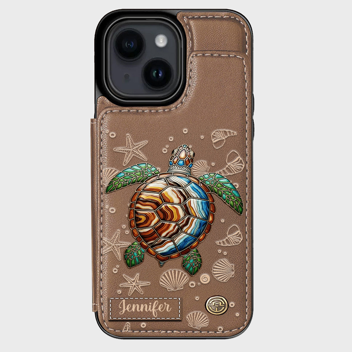 Étui portefeuille personnalisé Tortue et Mer - Étui de téléphone à motif tortue
