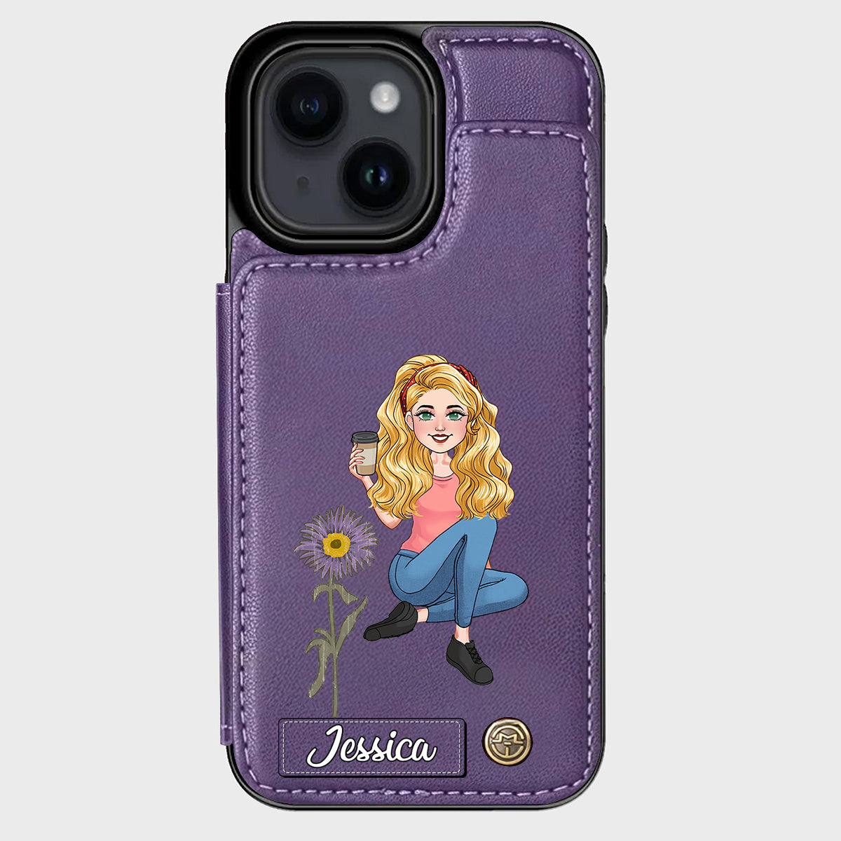 Cadeau pour le mois d'anniversaire d'une amie - Étui portefeuille personnalisé pour téléphone