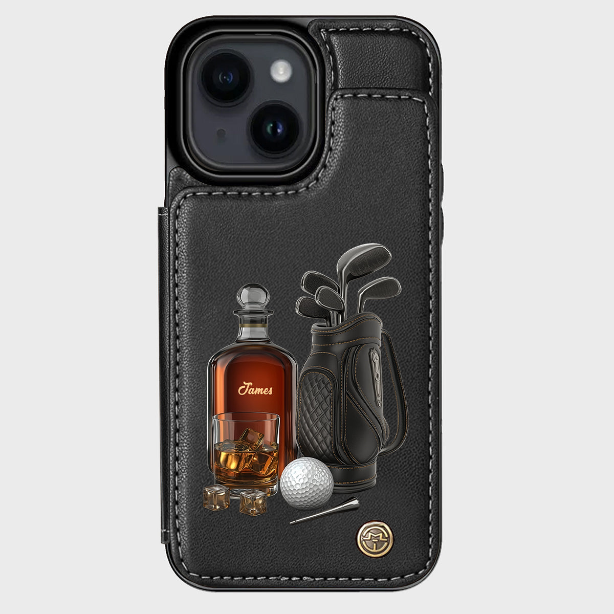 Whiskey & Golf - Étui portefeuille de téléphone personnalisé sur le thème du golf