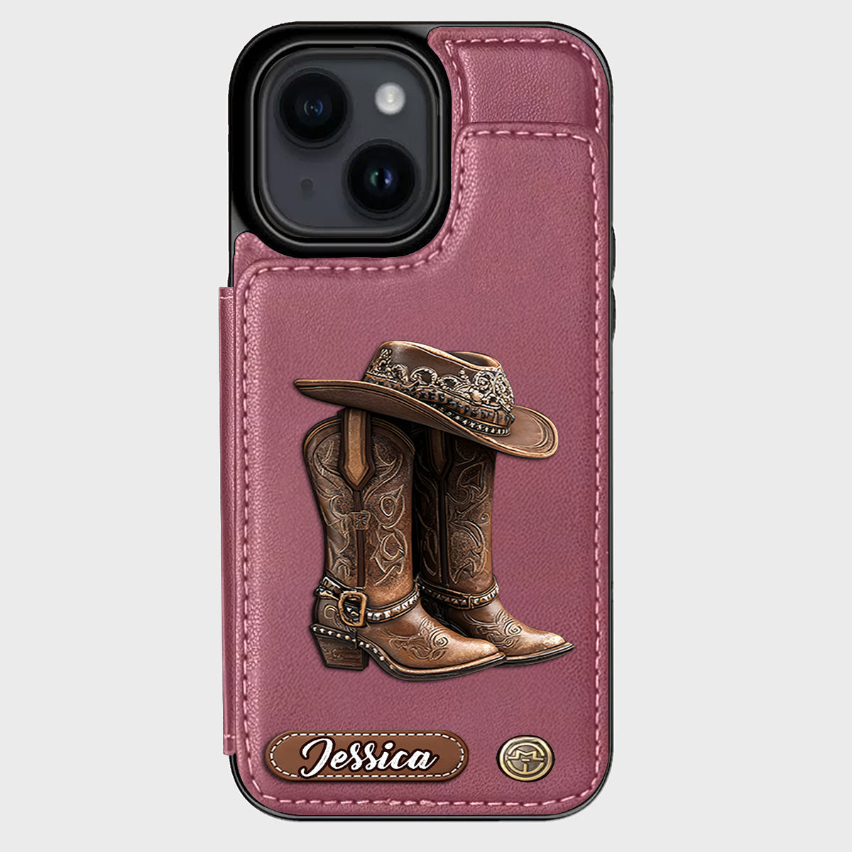 Western Spirit - Étui portefeuille personnalisé pour téléphone, style cowgirl
