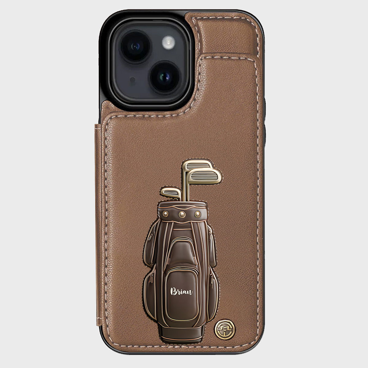 Cadeau de luxe pour golfeur - Étui portefeuille/téléphone personnalisé avec nom - Nom personnalisé