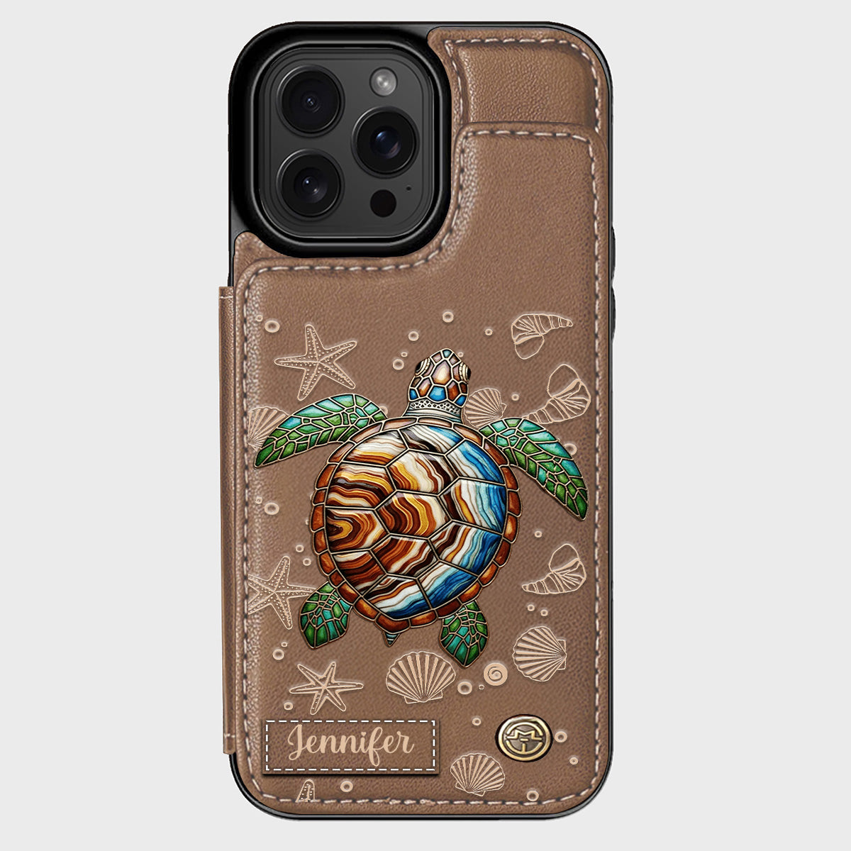 Étui portefeuille personnalisé Tortue et Mer - Étui de téléphone à motif tortue