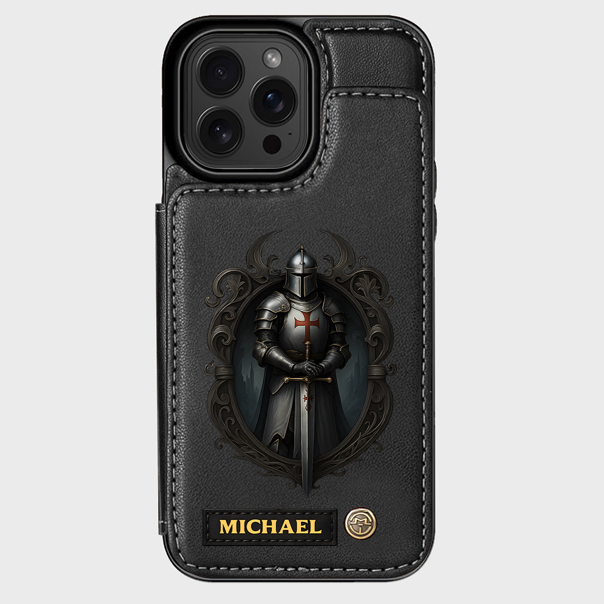 Étui portefeuille chrétien personnalisé Knight Of God -