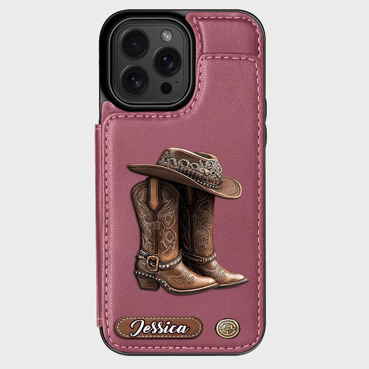 Western Spirit - Étui portefeuille personnalisé pour téléphone, style cowgirl