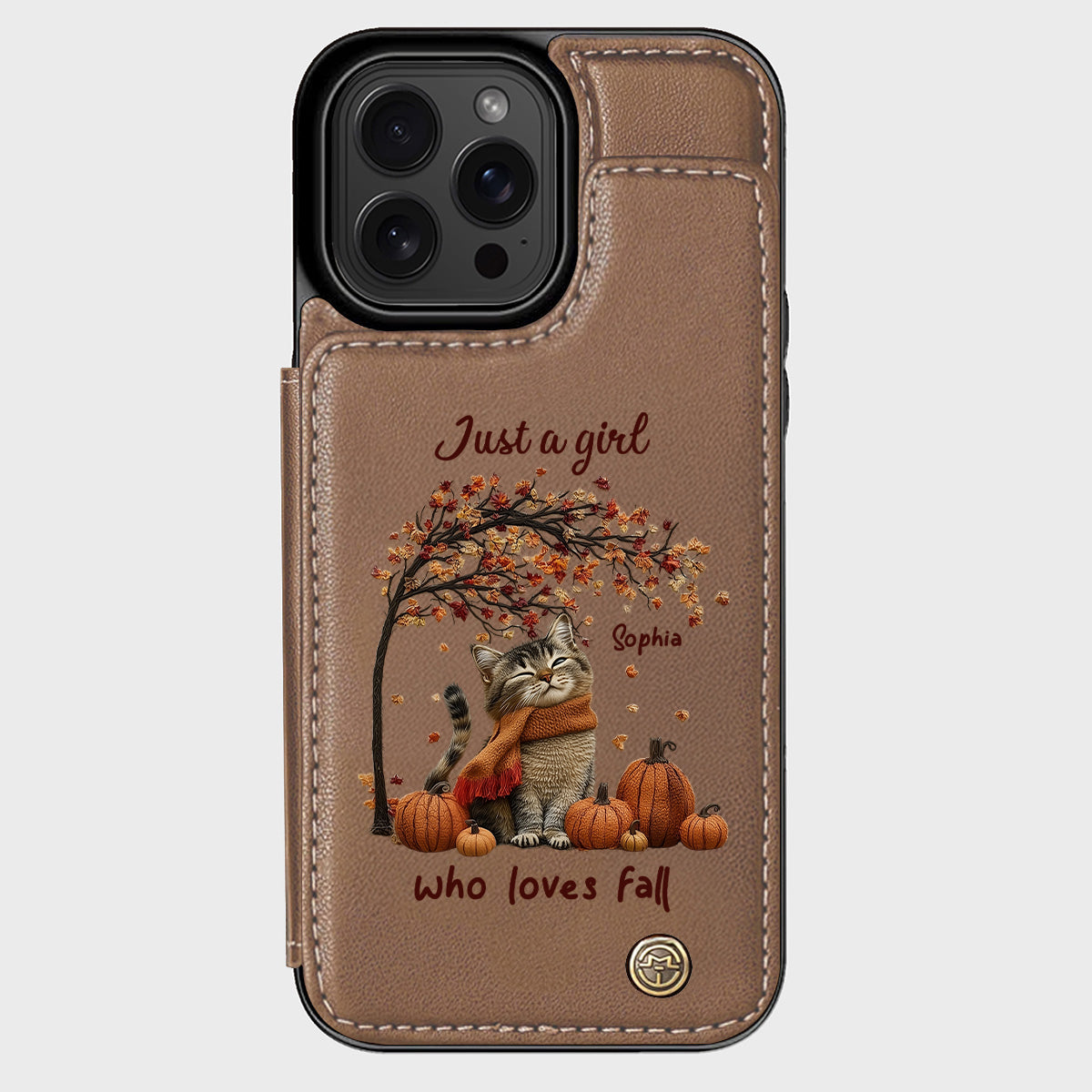 Just a Girl Who Loves Fall - Personalized Cat Wallet Phone Case