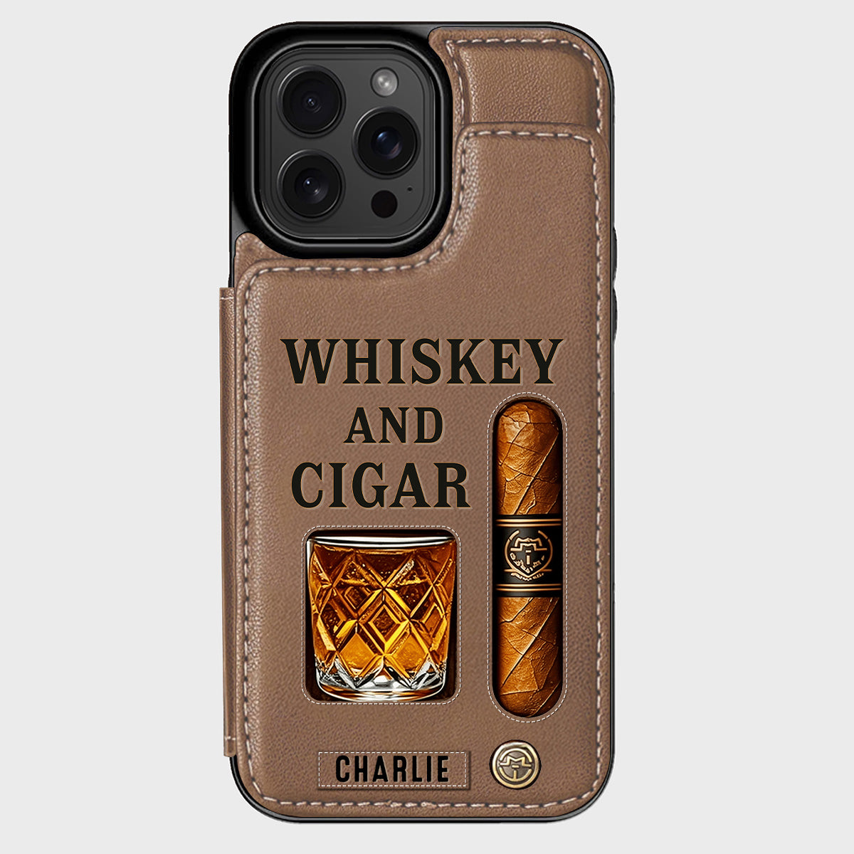 Étui portefeuille personnalisé Whiskey & Cigar -