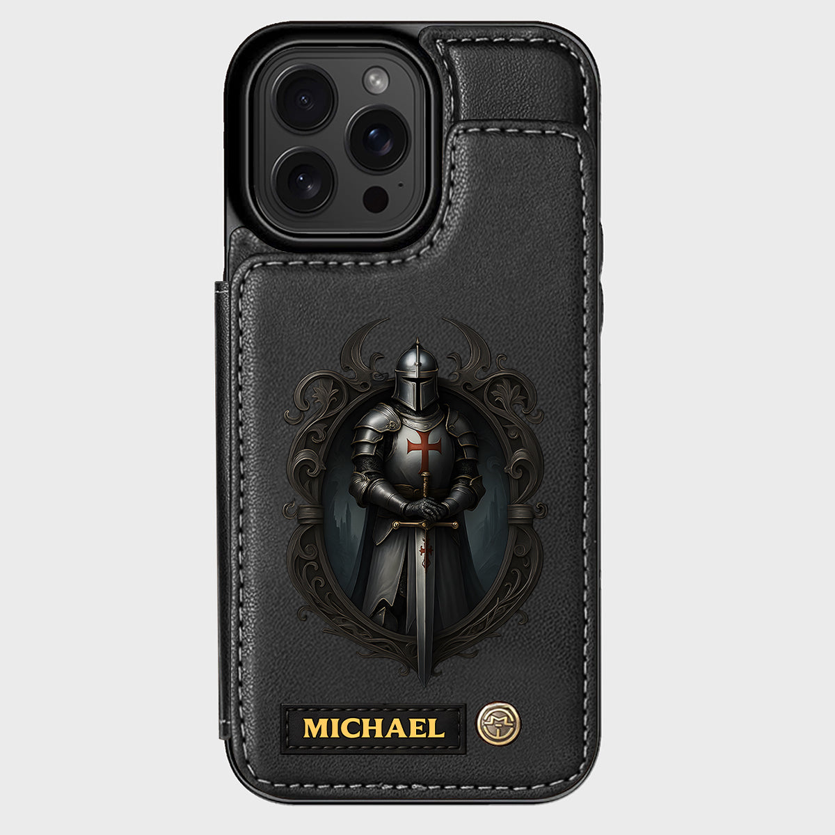 Étui portefeuille chrétien personnalisé Knight Of God -