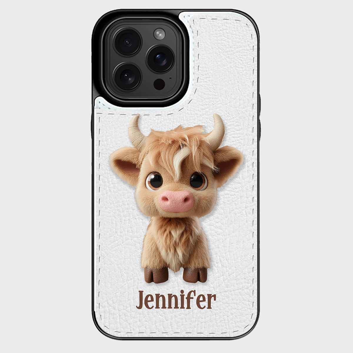 Étui portefeuille pliable personnalisé avec une adorable vache des Highlands