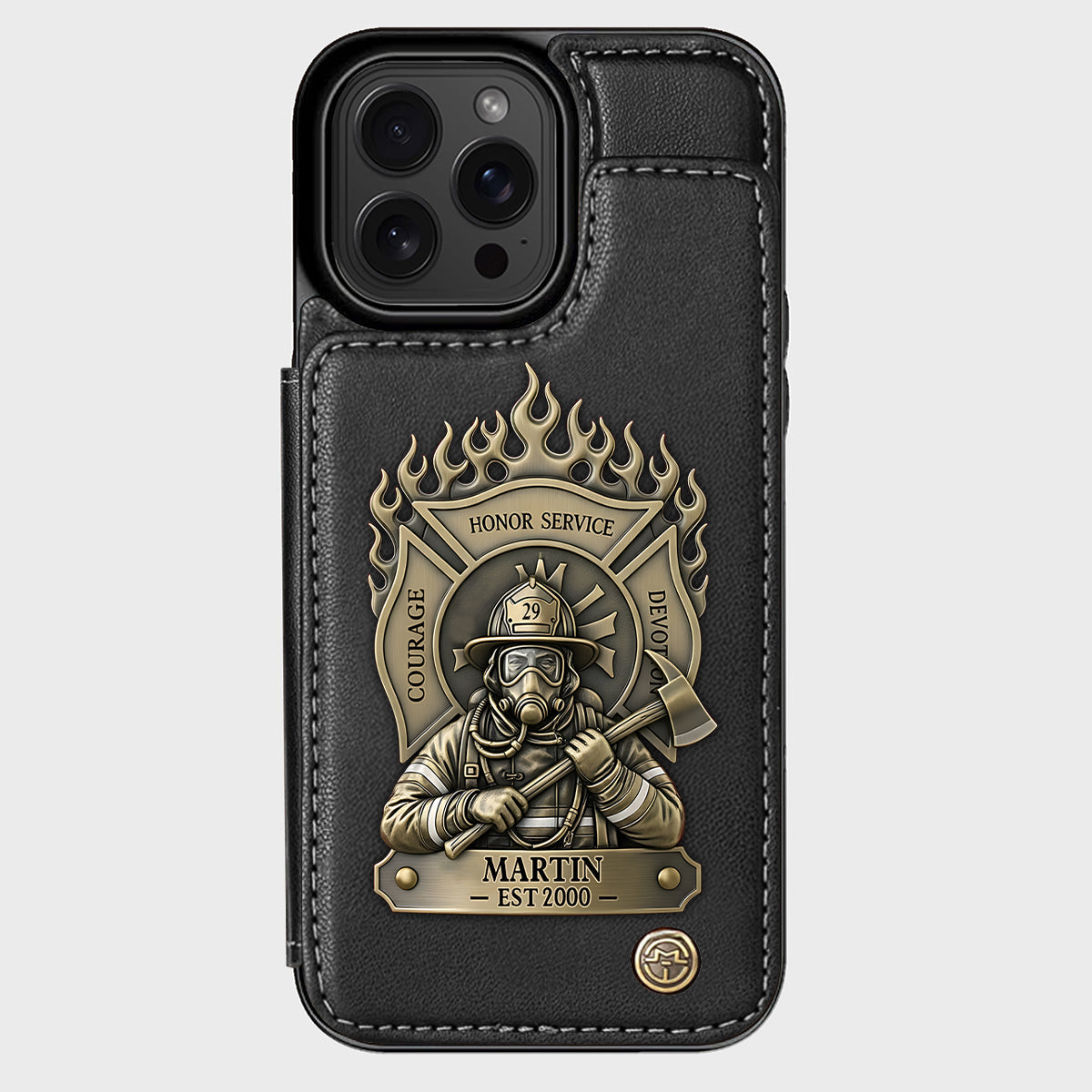 Fier pompier - Étui portefeuille personnalisé pour téléphone