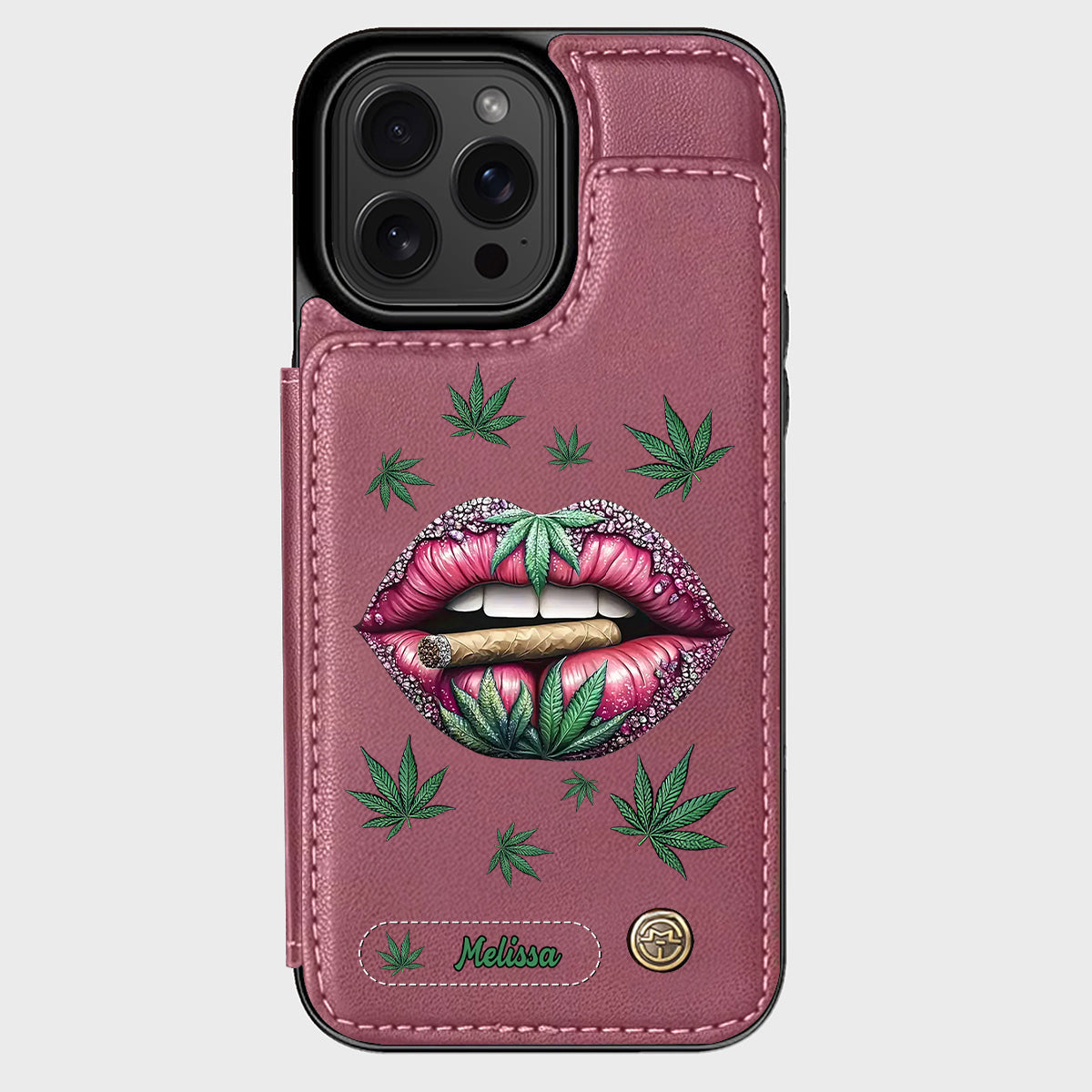 Étui portefeuille personnalisé « Get High » pour téléphone - Thème cannabis