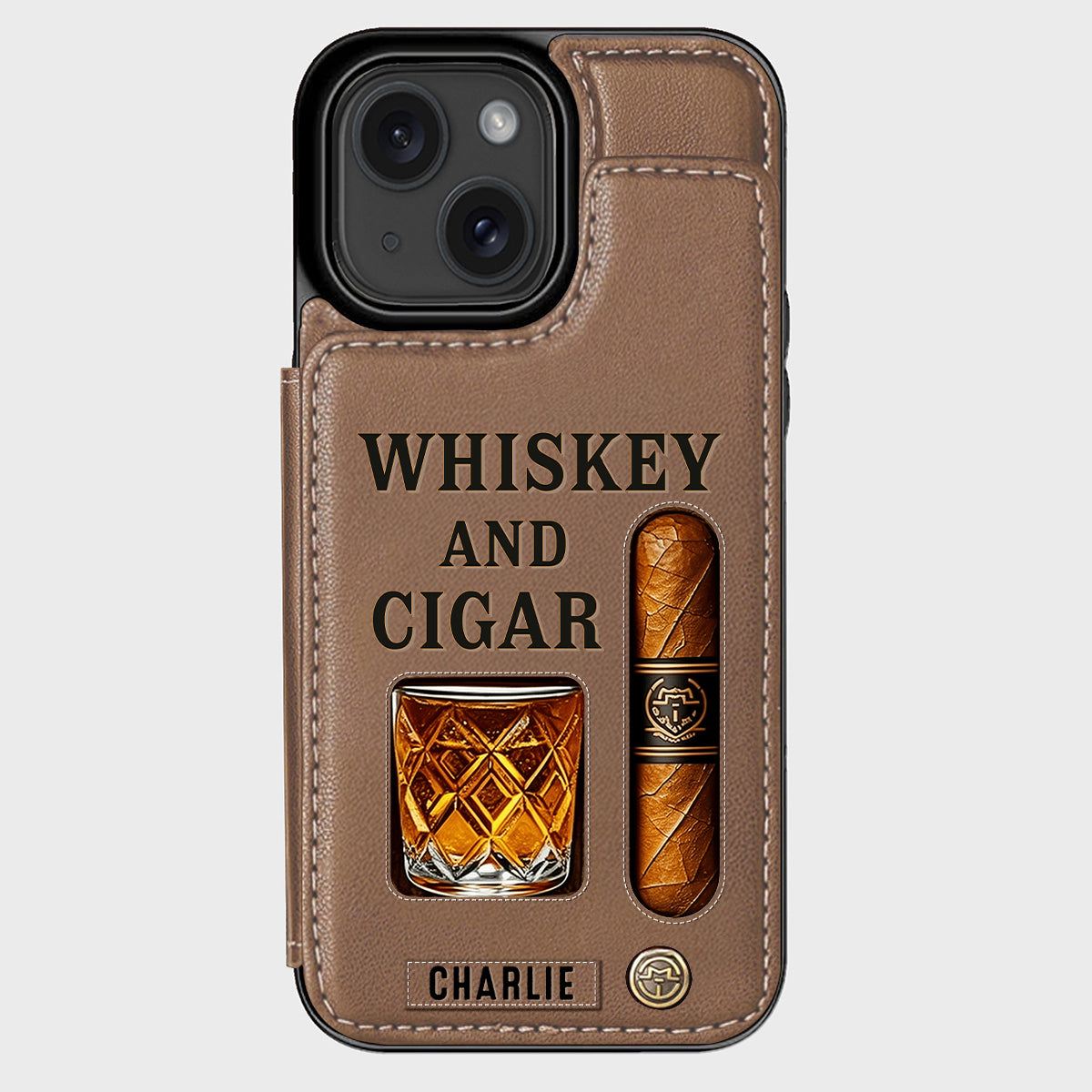 Étui portefeuille personnalisé Whiskey & Cigar -