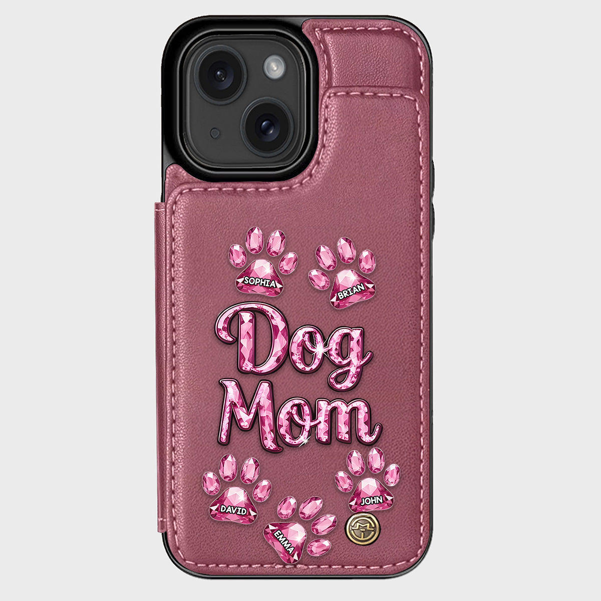 Étui portefeuille personnalisé pour téléphone avec motif chien - Maman de chien