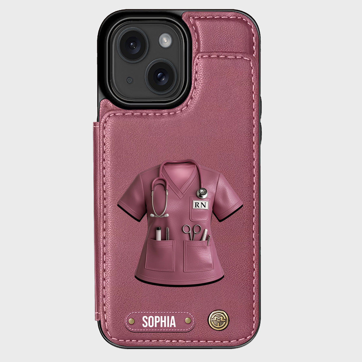 Infirmière fière - Étui portefeuille personnalisé pour téléphone