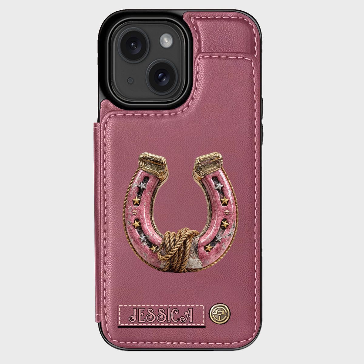 Étui portefeuille personnalisé Horseshoe pour téléphone - Motif cheval