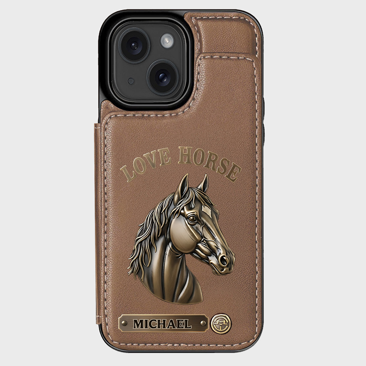 Étui portefeuille personnalisé pour téléphone Love Horse