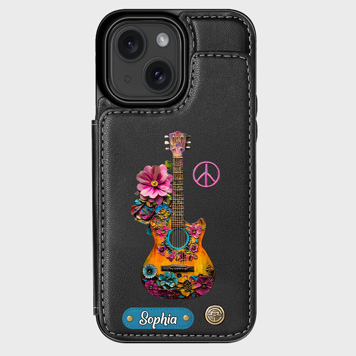 Hippie Soul - Étui portefeuille personnalisé pour téléphone style hippie