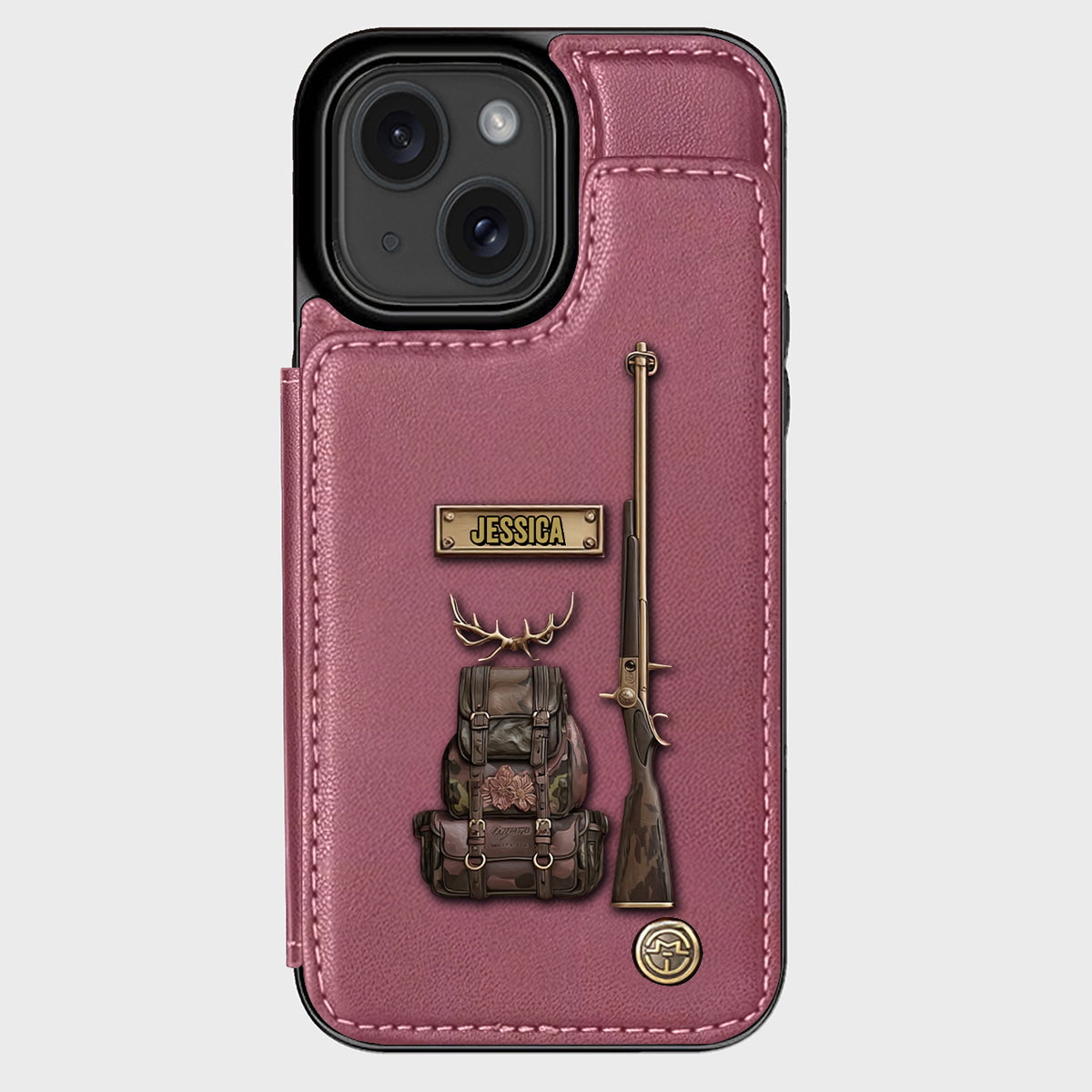 Cadeau de luxe pour chasseur - Étui portefeuille personnalisé pour téléphone sur le thème de la chasse