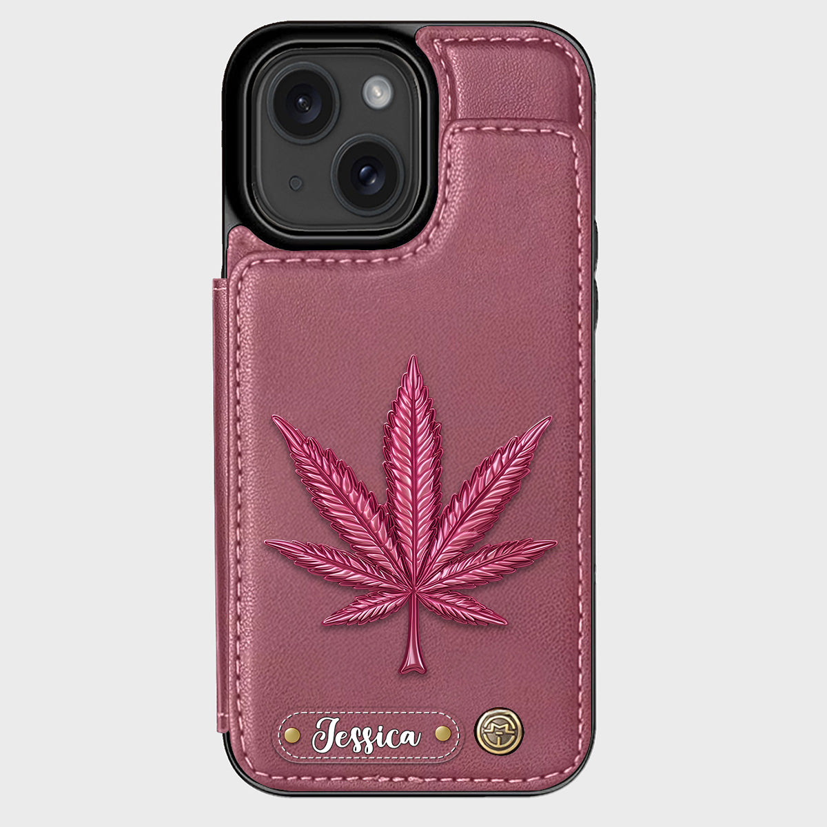 Bonne humeur - Étui portefeuille personnalisé pour téléphone avec motif cannabis