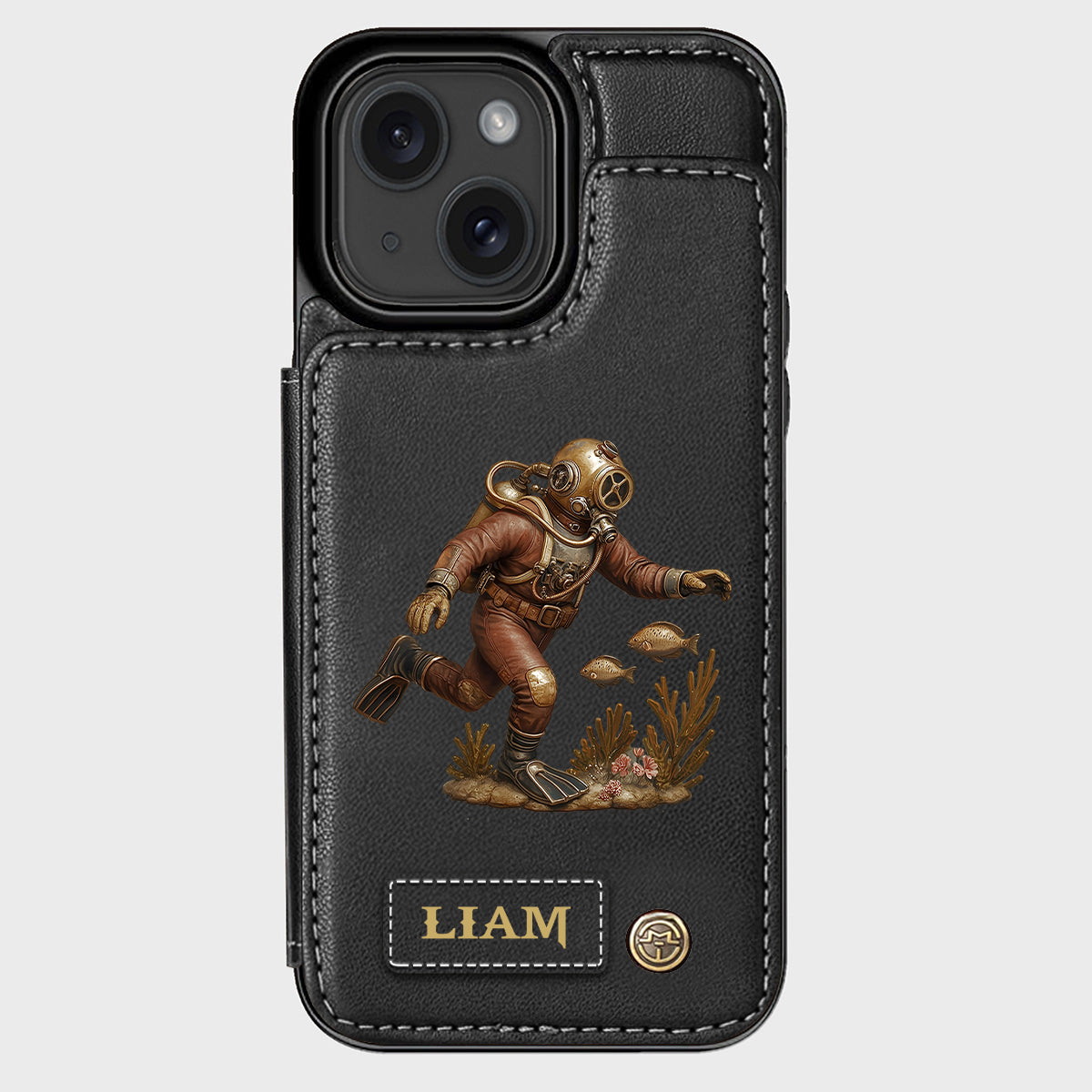 Cadeau pour les passionnés de plongée sous-marine - Étui portefeuille/téléphone personnalisé sur le thème de la plongée