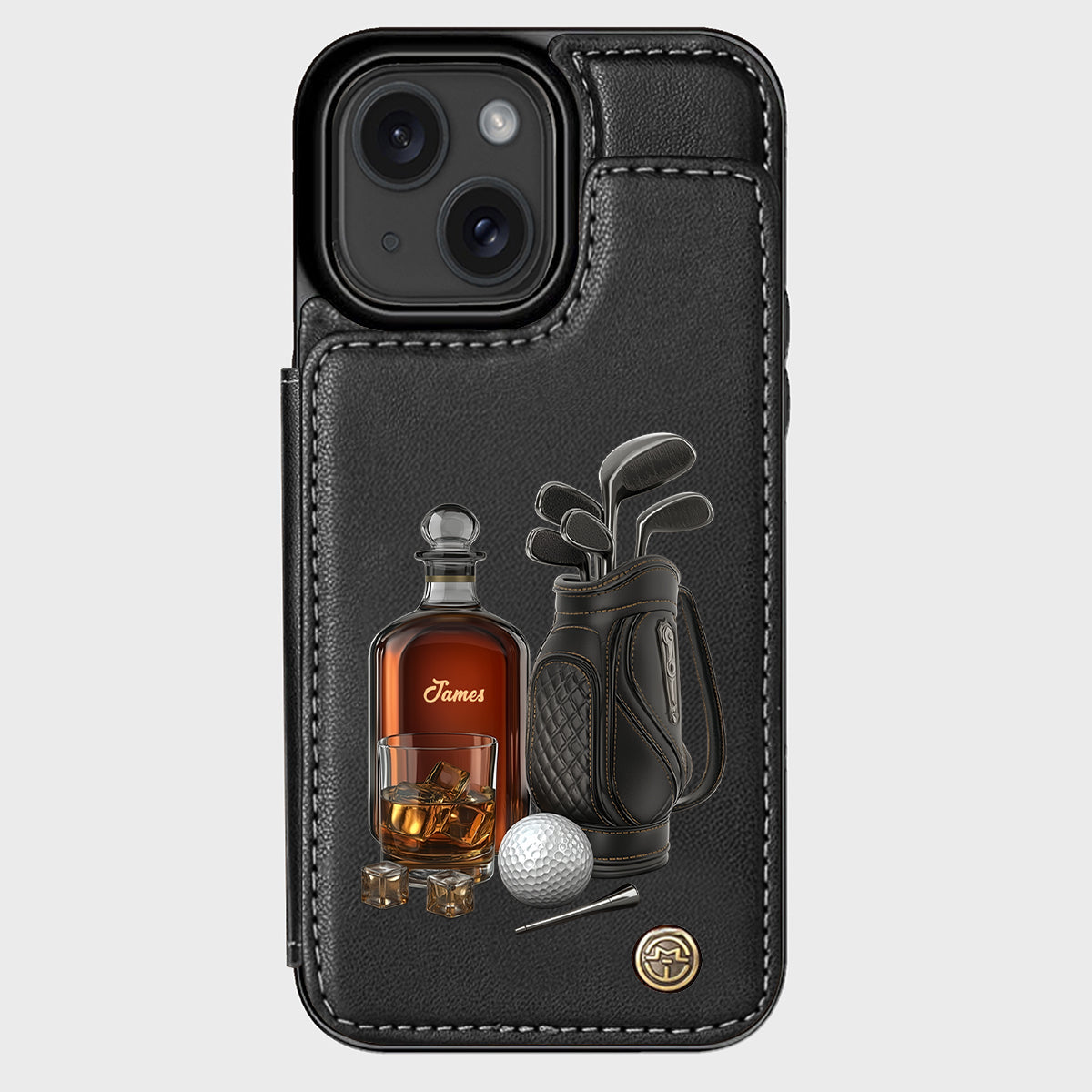 Whiskey & Golf - Étui portefeuille de téléphone personnalisé sur le thème du golf