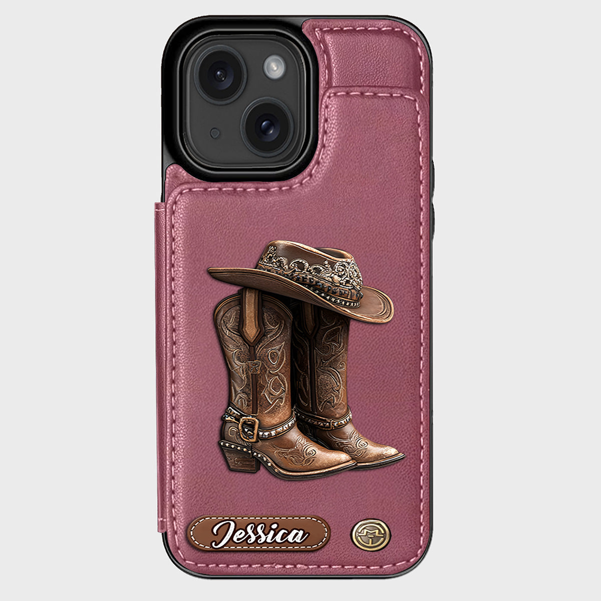 Western Spirit - Étui portefeuille personnalisé pour téléphone, style cowgirl