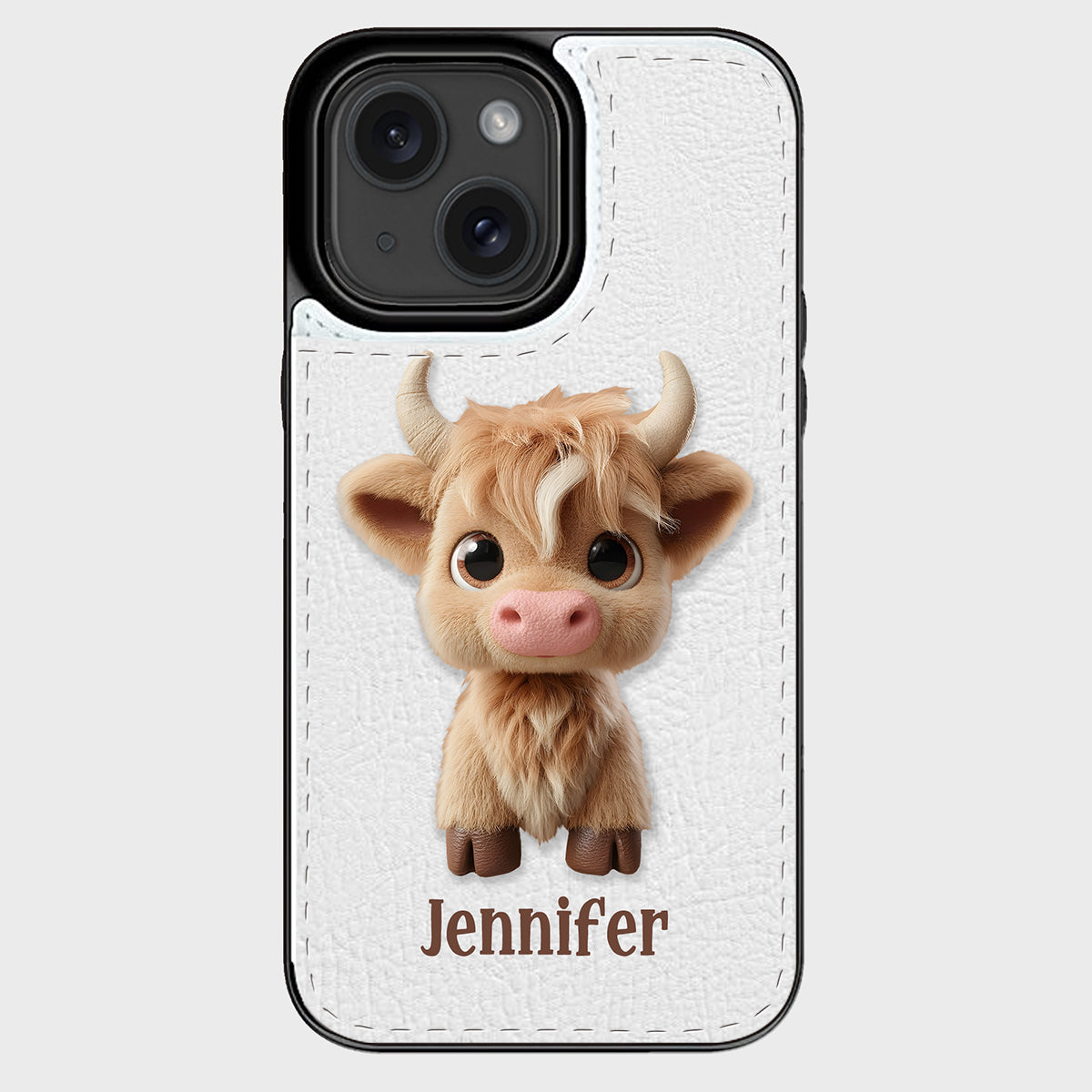 Étui portefeuille pliable personnalisé avec une adorable vache des Highlands