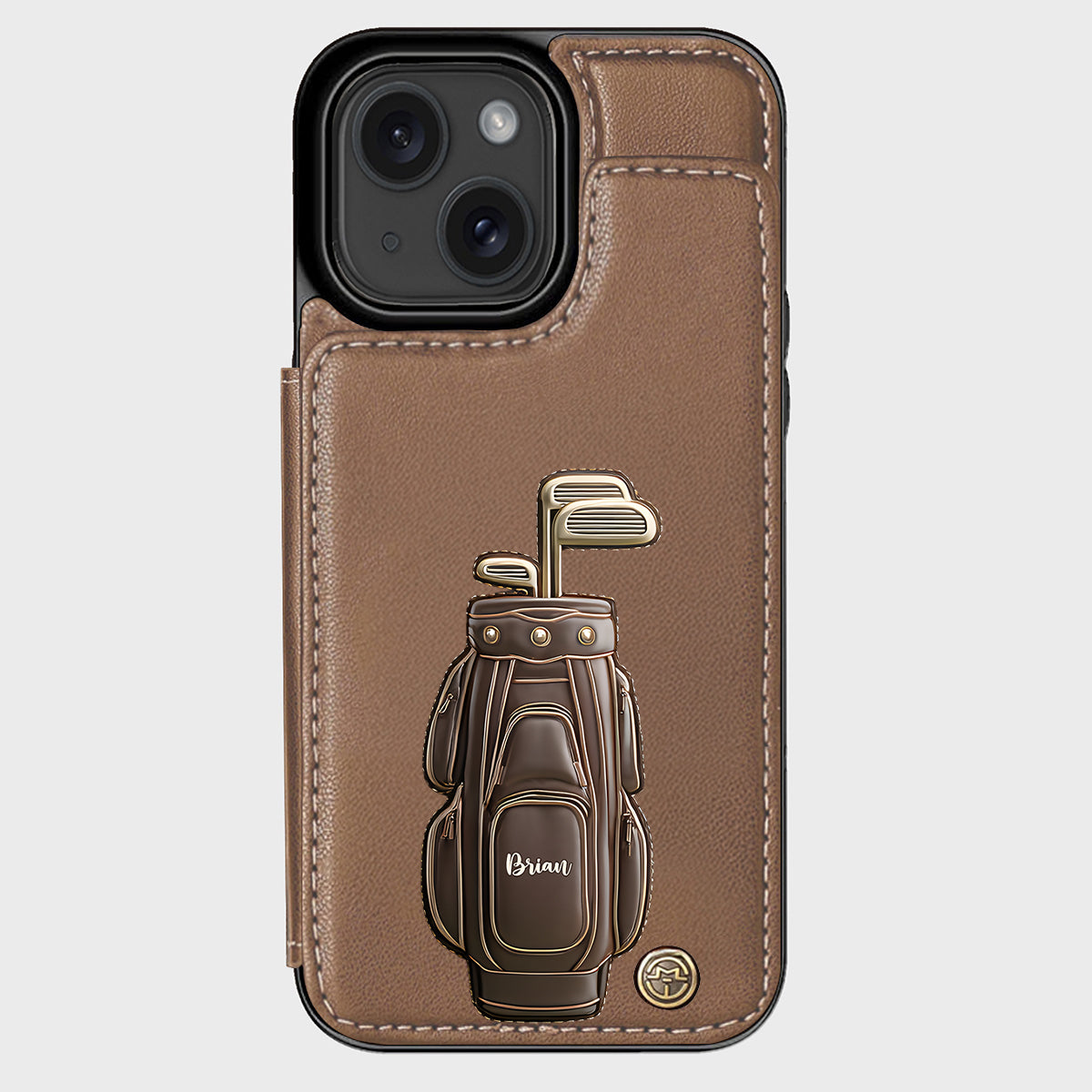 Cadeau de luxe pour golfeur - Étui portefeuille/téléphone personnalisé avec nom - Nom personnalisé
