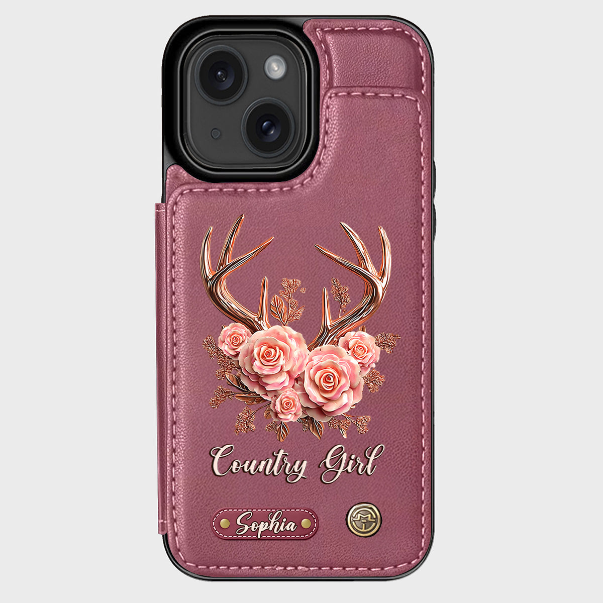Étui portefeuille personnalisé Country Girl - Étui de téléphone à motif chasse