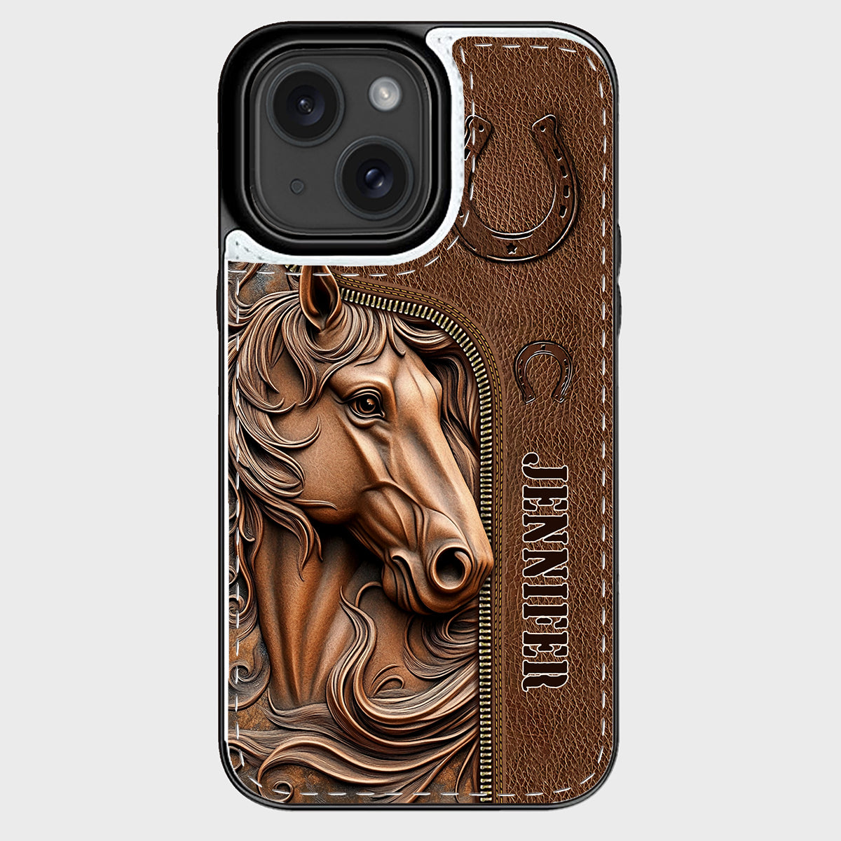 Facilement distrait par les chevaux - Étui portefeuille pliable personnalisé pour téléphone portable avec motif cheval