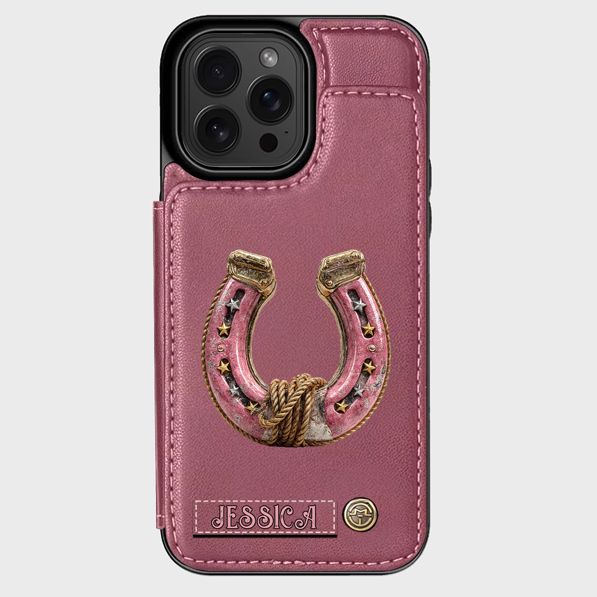 Étui portefeuille personnalisé Horseshoe pour téléphone - Motif cheval