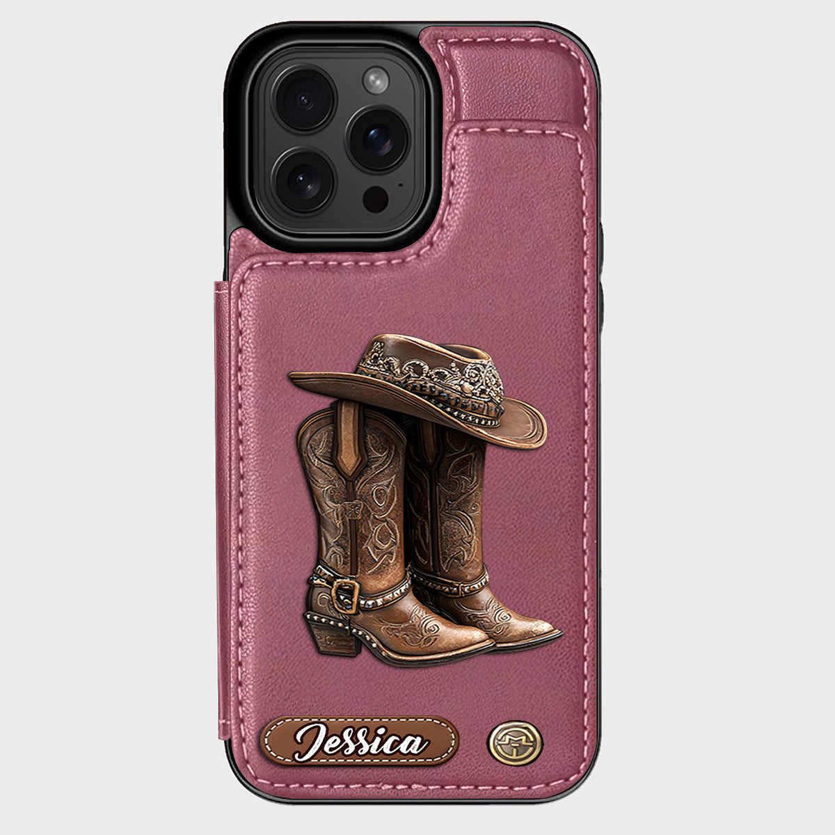 Western Spirit - Étui portefeuille personnalisé pour téléphone, style cowgirl