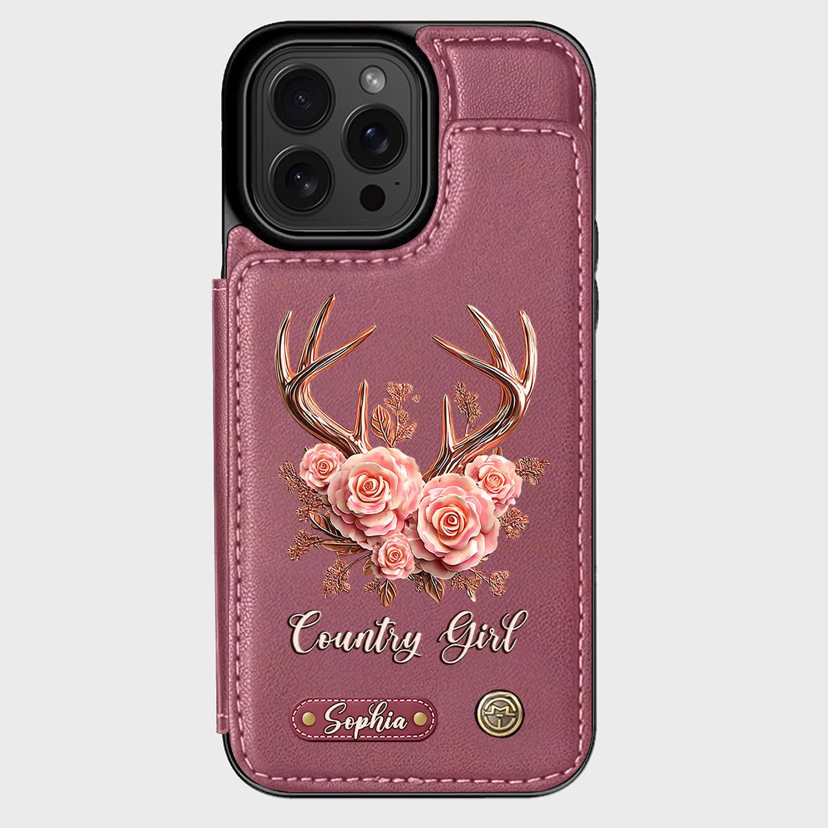 Étui portefeuille personnalisé Country Girl - Étui de téléphone à motif chasse