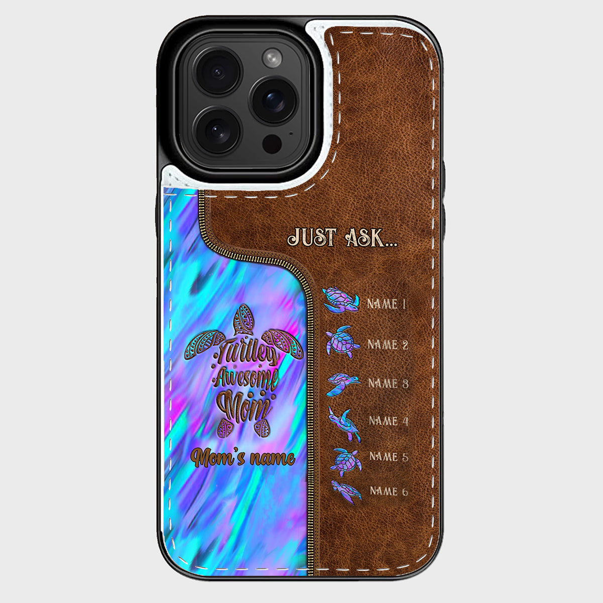 Étui portefeuille pliable personnalisé « Main dans la main » pour téléphone, motif maman