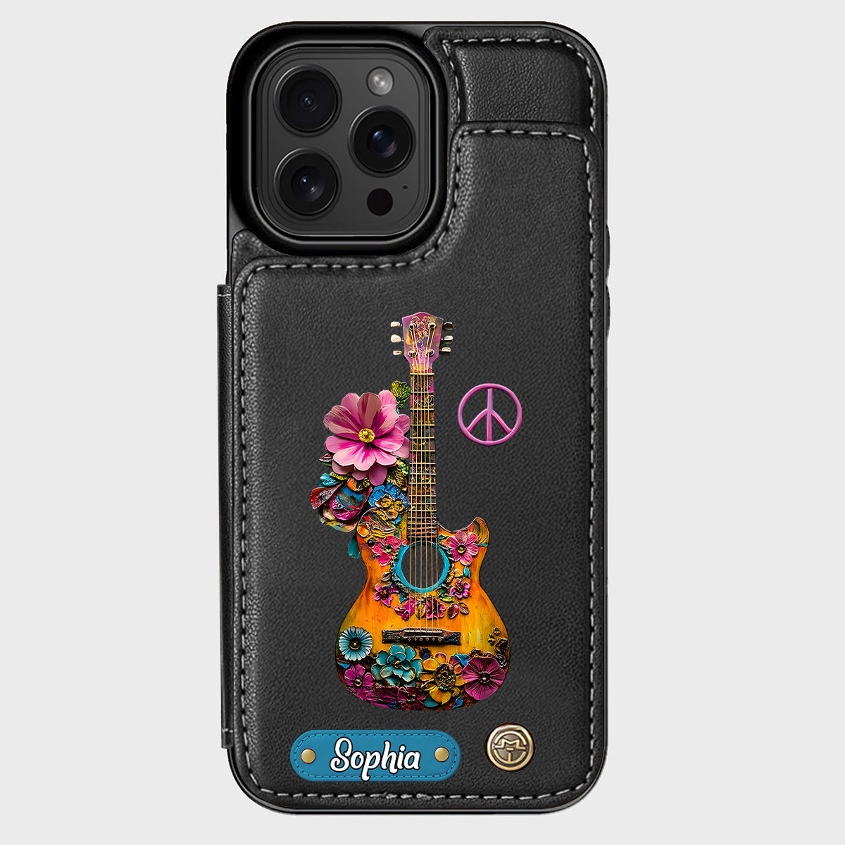Hippie Soul - Étui portefeuille personnalisé pour téléphone style hippie