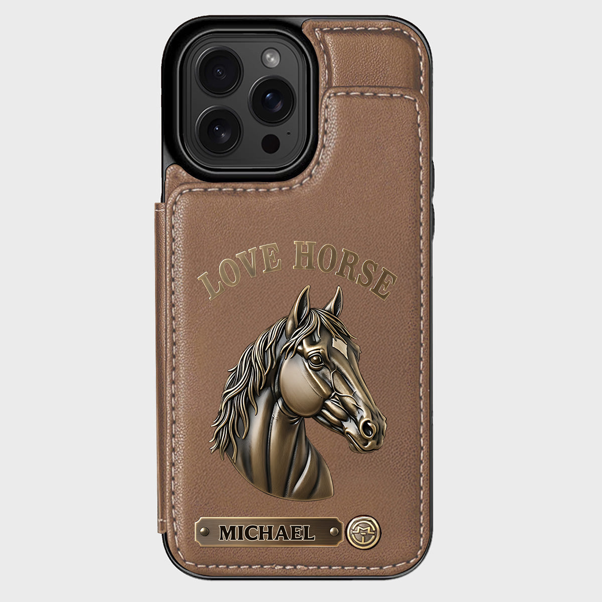 Étui portefeuille personnalisé pour téléphone Love Horse