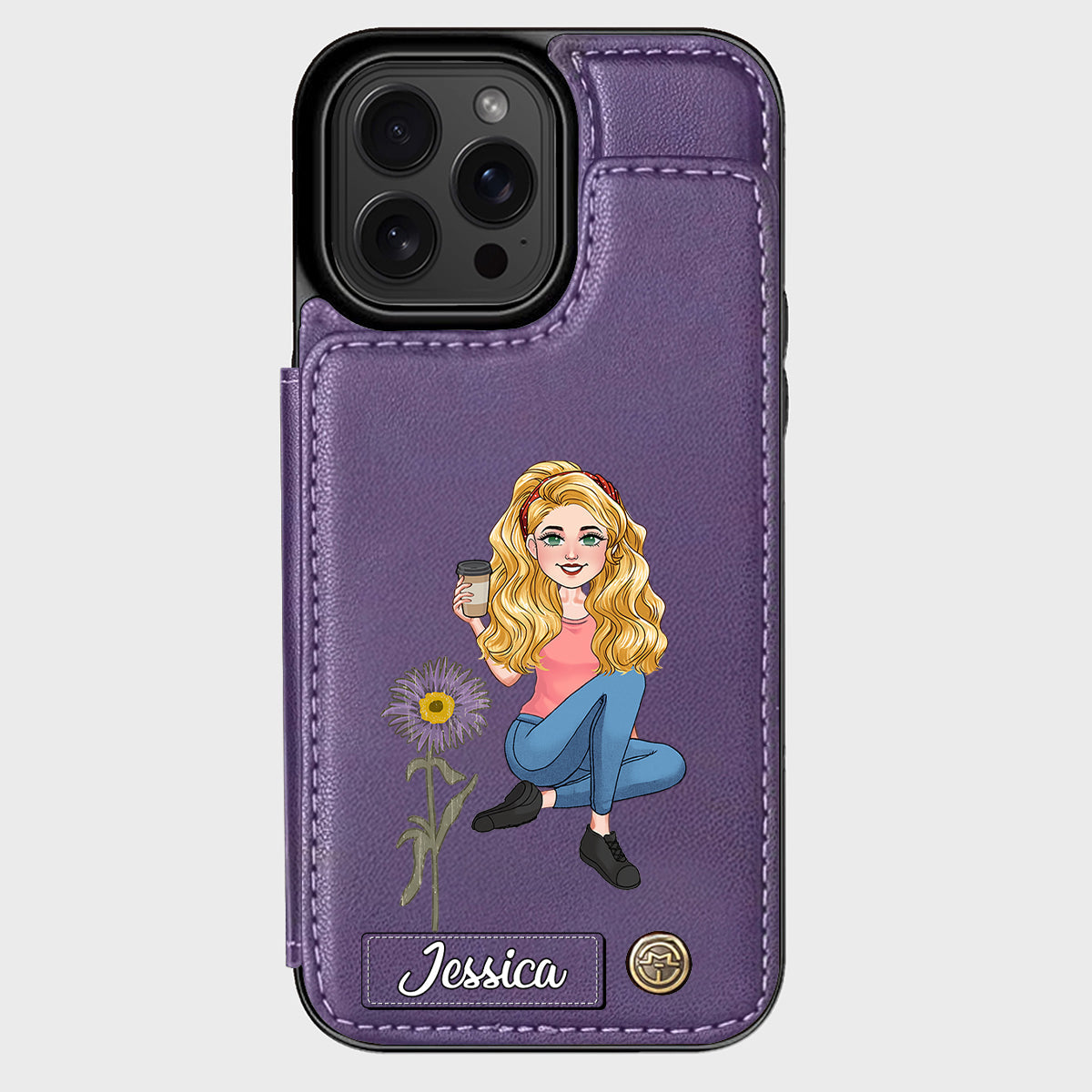 Cadeau pour le mois d'anniversaire d'une amie - Étui portefeuille personnalisé pour téléphone