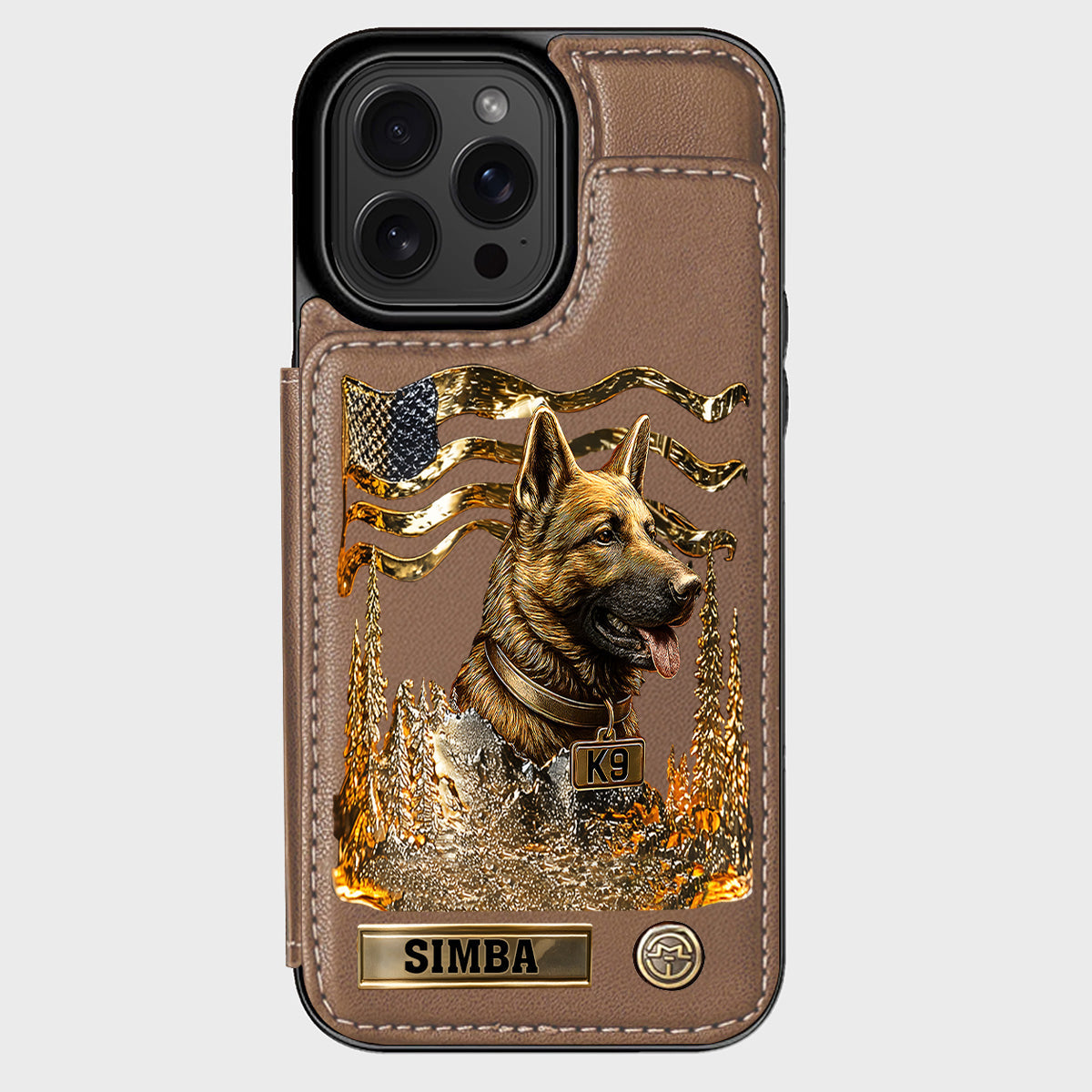 J'aime mon chien - Étui portefeuille/téléphone personnalisé avec un berger allemand