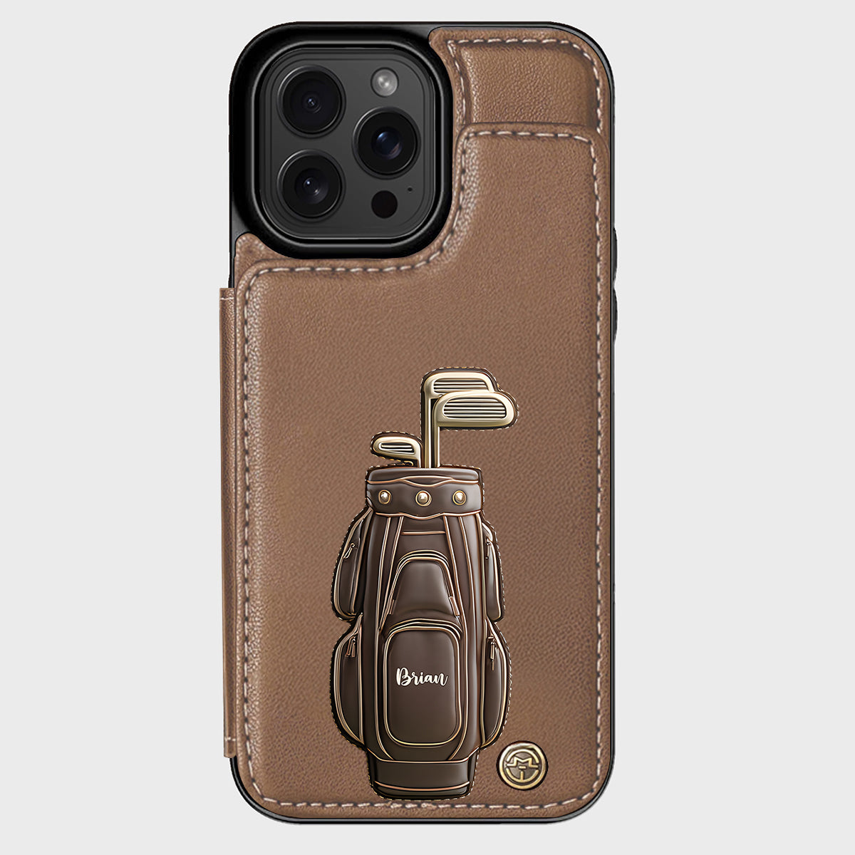 Cadeau de luxe pour golfeur - Étui portefeuille/téléphone personnalisé avec nom - Nom personnalisé