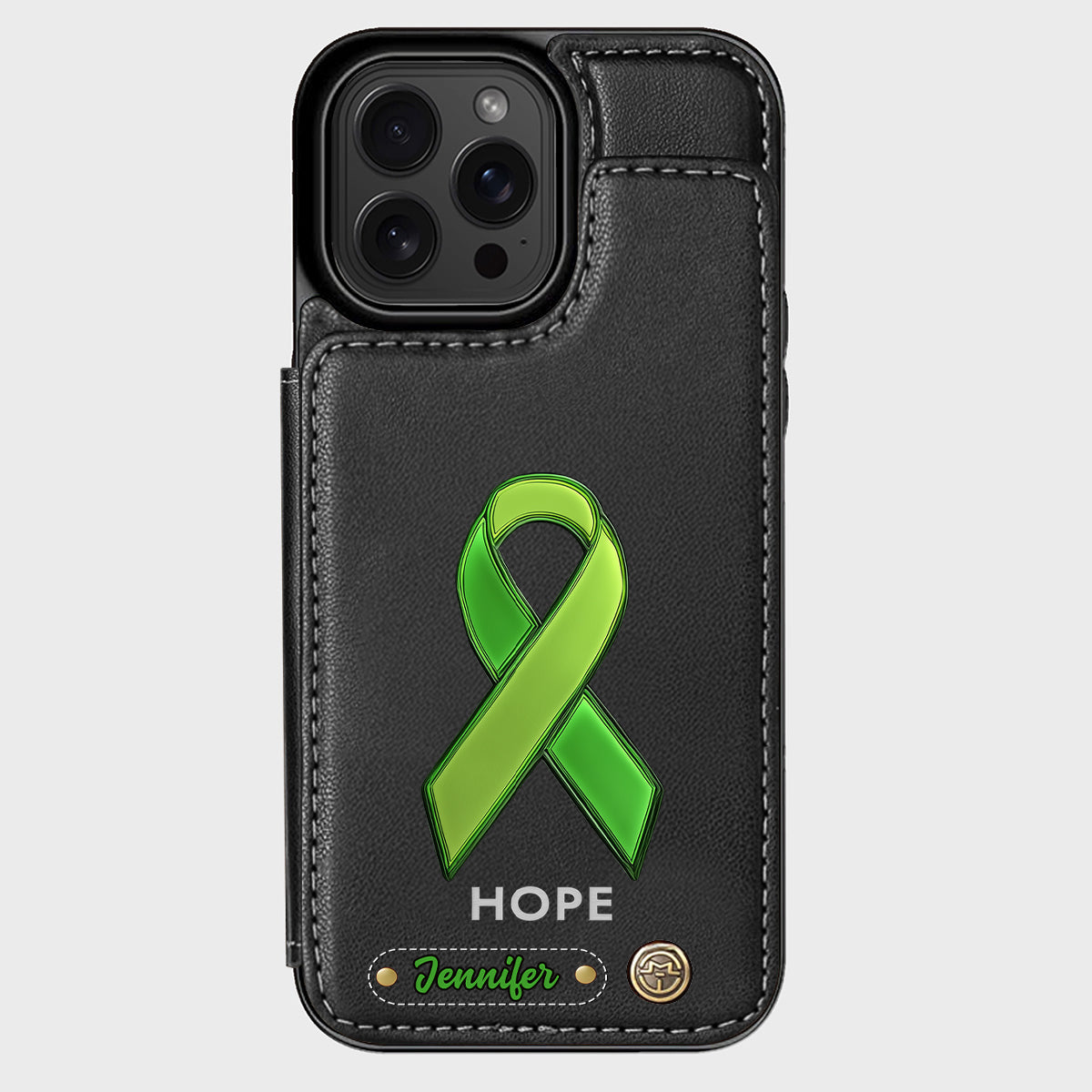 Espoir - Étui portefeuille personnalisé pour téléphone portable, symbole de sensibilisation à la santé mentale