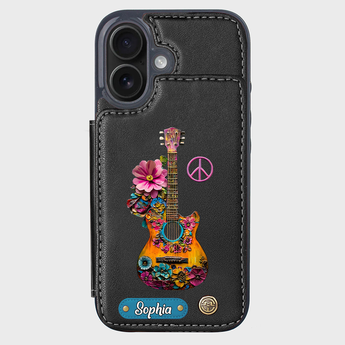 Hippie Soul - Étui portefeuille personnalisé pour téléphone style hippie