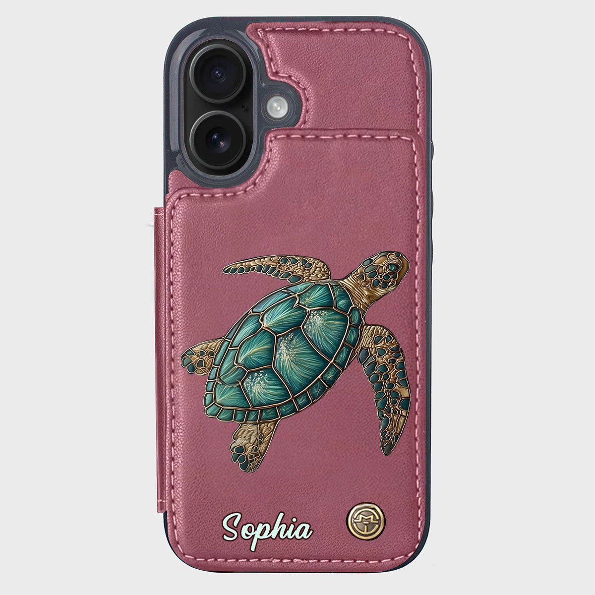 Étui portefeuille personnalisé pour téléphone portable avec une tortue - J'adore les tortues