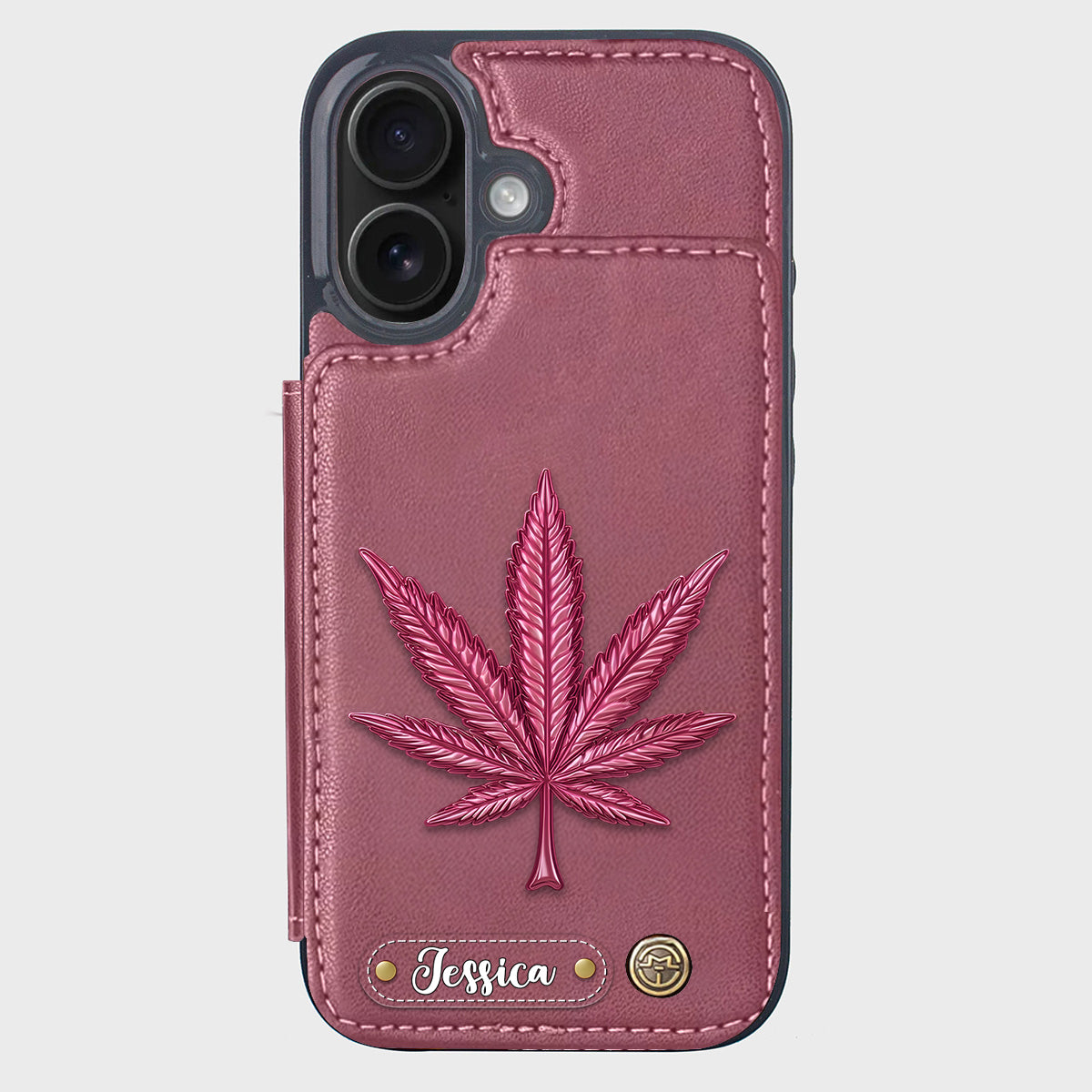 Bonne humeur - Étui portefeuille personnalisé pour téléphone avec motif cannabis