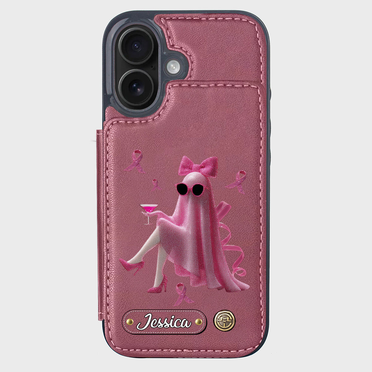 Pink Out - Étui portefeuille personnalisé pour téléphone, sensibilisation au cancer du sein