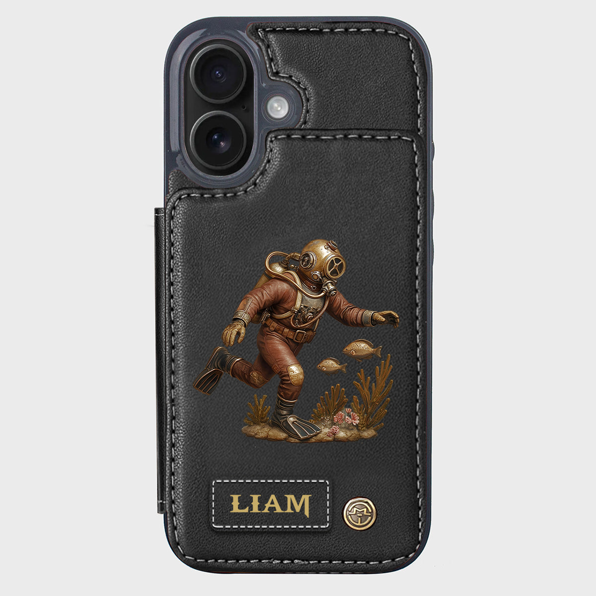Cadeau pour les passionnés de plongée sous-marine - Étui portefeuille/téléphone personnalisé sur le thème de la plongée