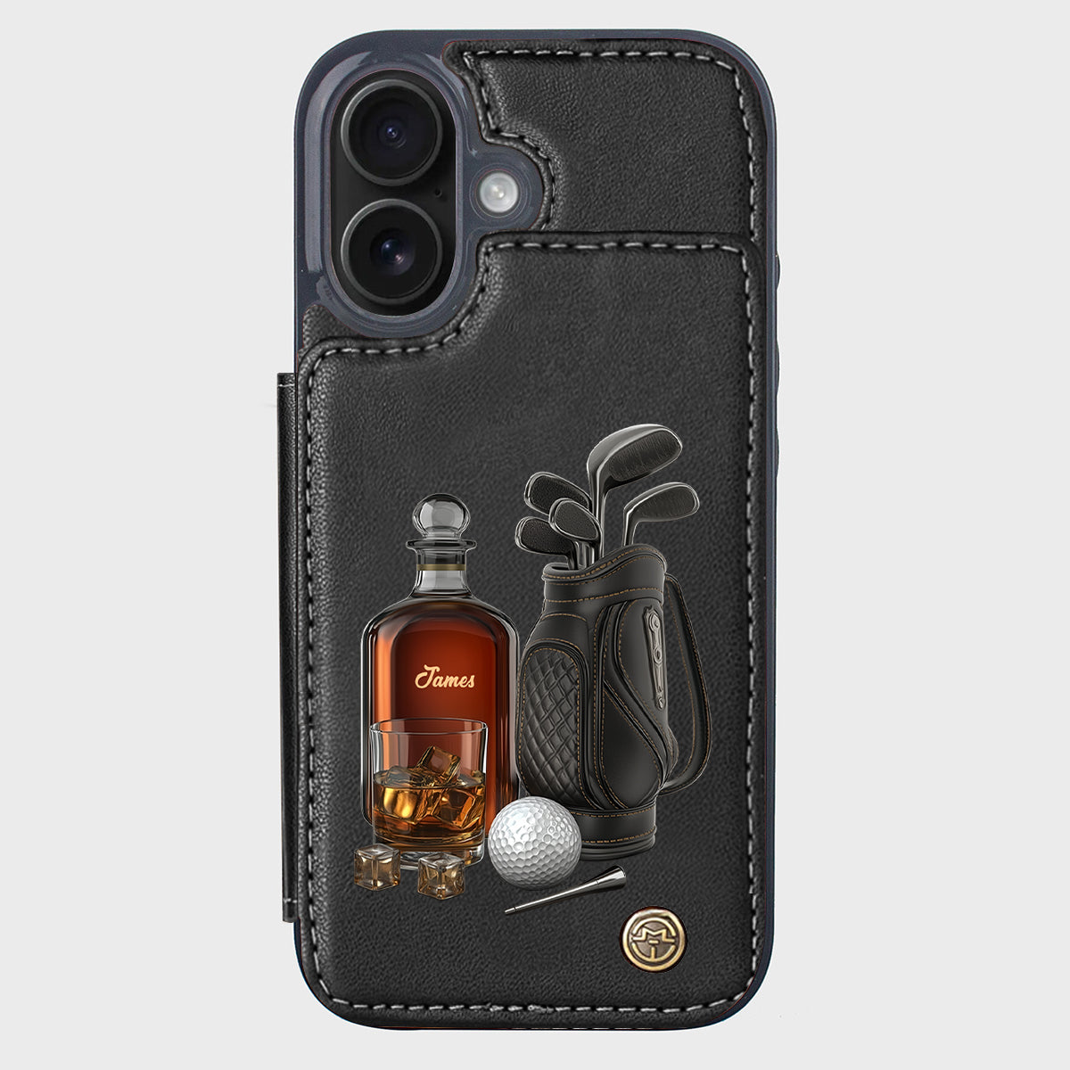 Whiskey & Golf - Étui portefeuille de téléphone personnalisé sur le thème du golf
