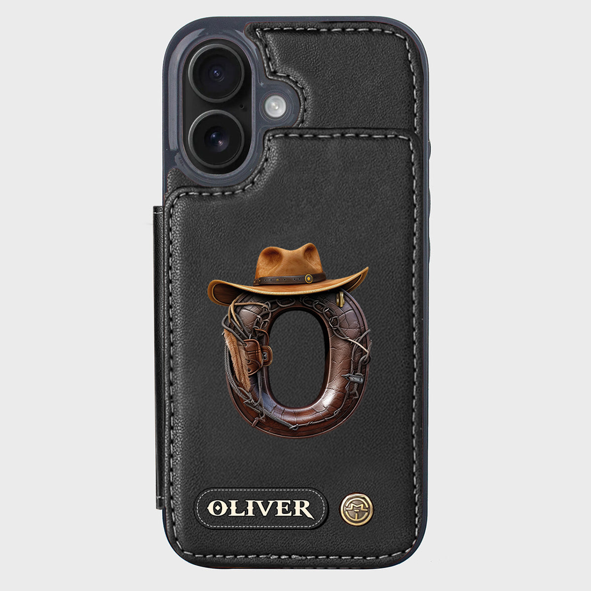 Étui portefeuille/téléphone personnalisé style western avec initiale du prénom - Cowboy/Cowgirl
