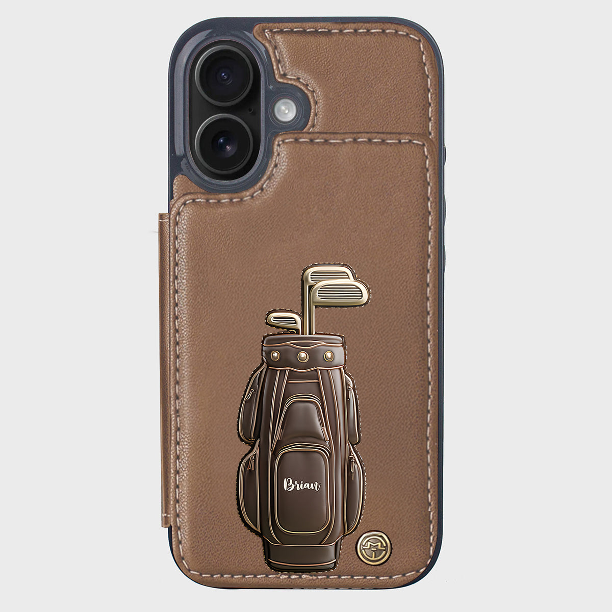 Cadeau de luxe pour golfeur - Étui portefeuille/téléphone personnalisé avec nom - Nom personnalisé