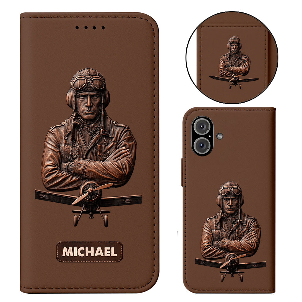 Le ciel n'est pas la limite - Étui portefeuille personnalisé pour téléphone portable avec dragonne, idéal pour les pilotes