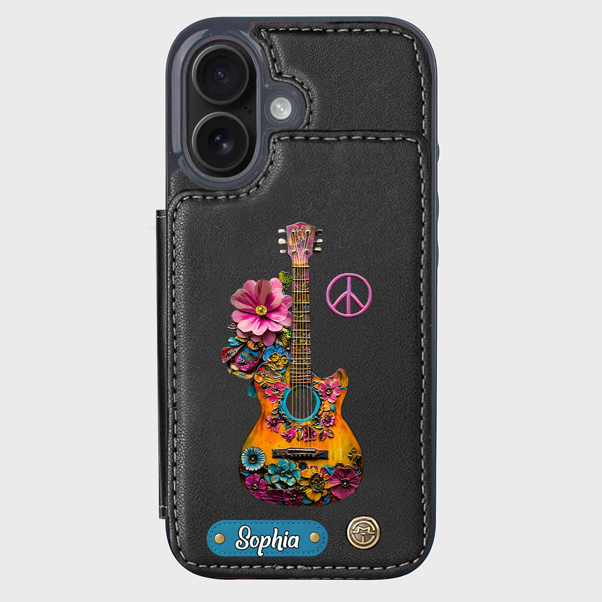 Hippie Soul - Étui portefeuille personnalisé pour téléphone style hippie