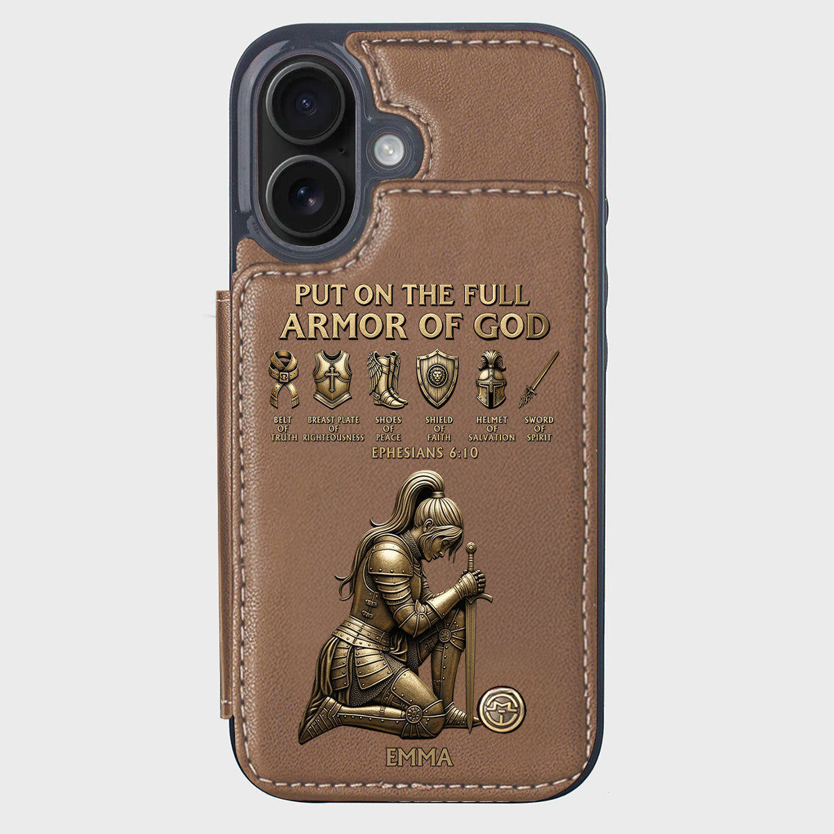 Revêtez l'armure complète de Dieu - Étui portefeuille chrétien personnalisé pour téléphone